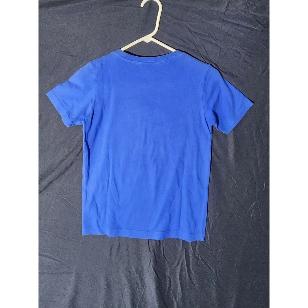 Jordan Brand Wings Box Logo Blue Graphic T-Shirt Youth Kids Size Medium 10-12
